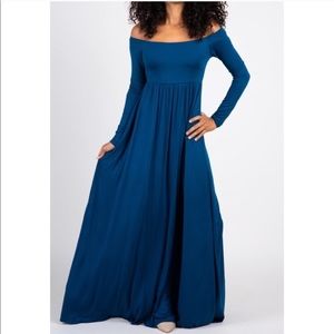 PinkBlush off shoulder long sleeve maxi dress 💕